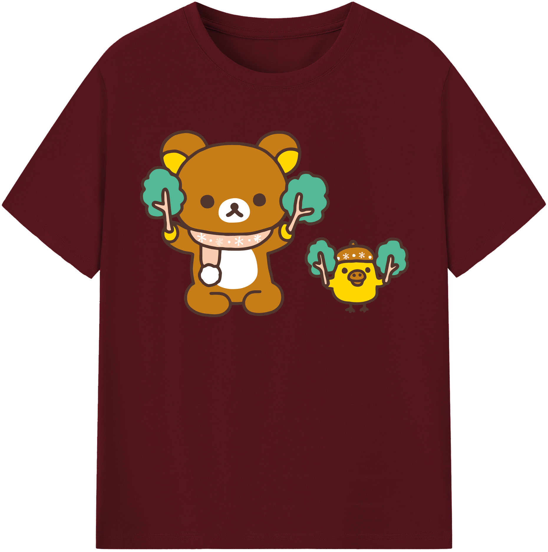 （画像用） リラックマ リラックマ キイロイトリ Rilakkuma Korilakkuma Kiiroitori 綿100％半袖Tシャツ（フロントプリント）